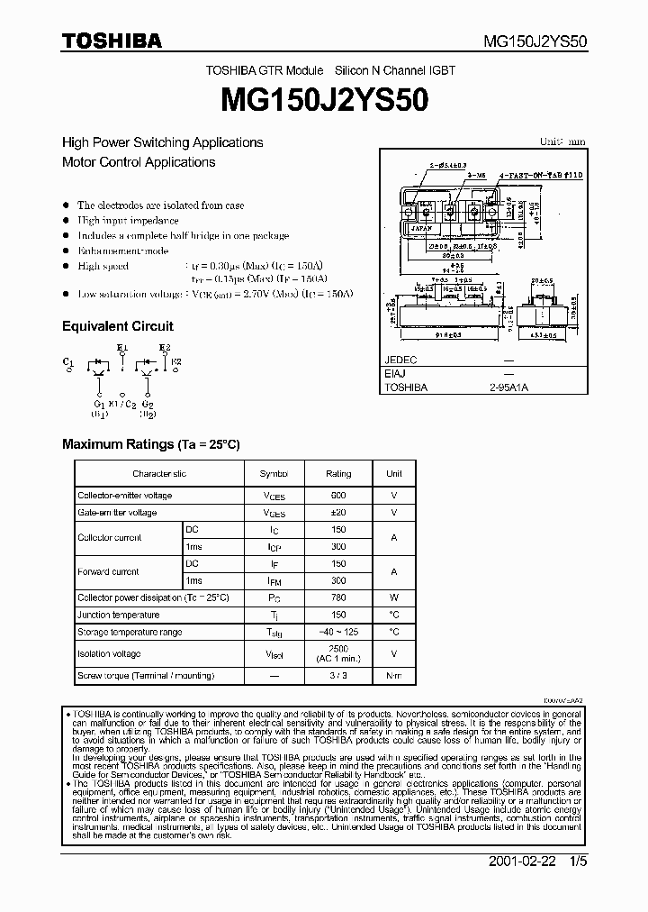 MG150J2YS50_4994978.PDF Datasheet