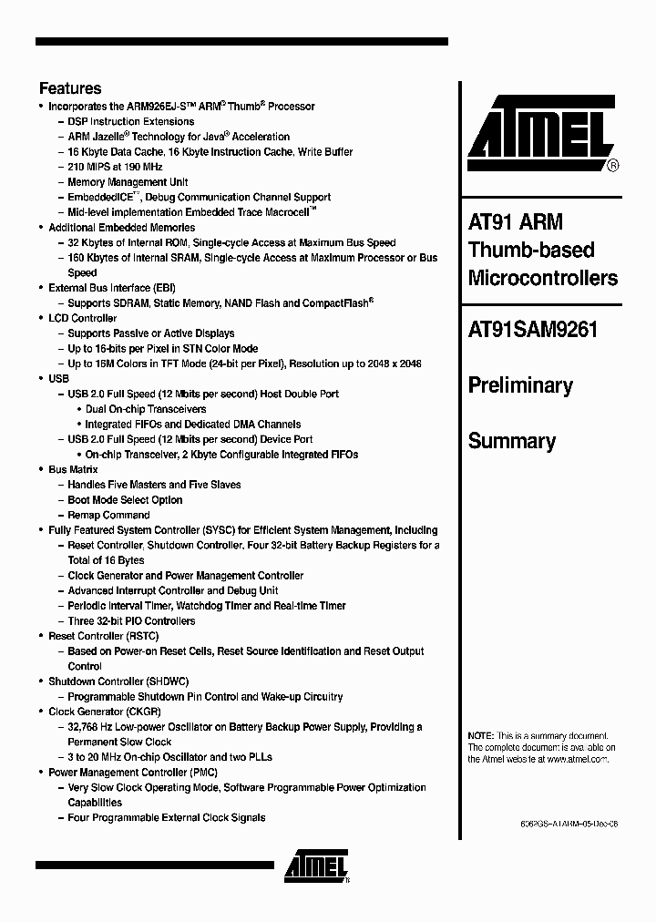 AT91SAM9261_4996370.PDF Datasheet