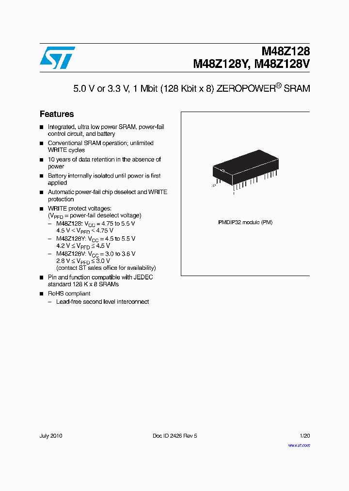 M48Z128Y-70PM1_4997099.PDF Datasheet