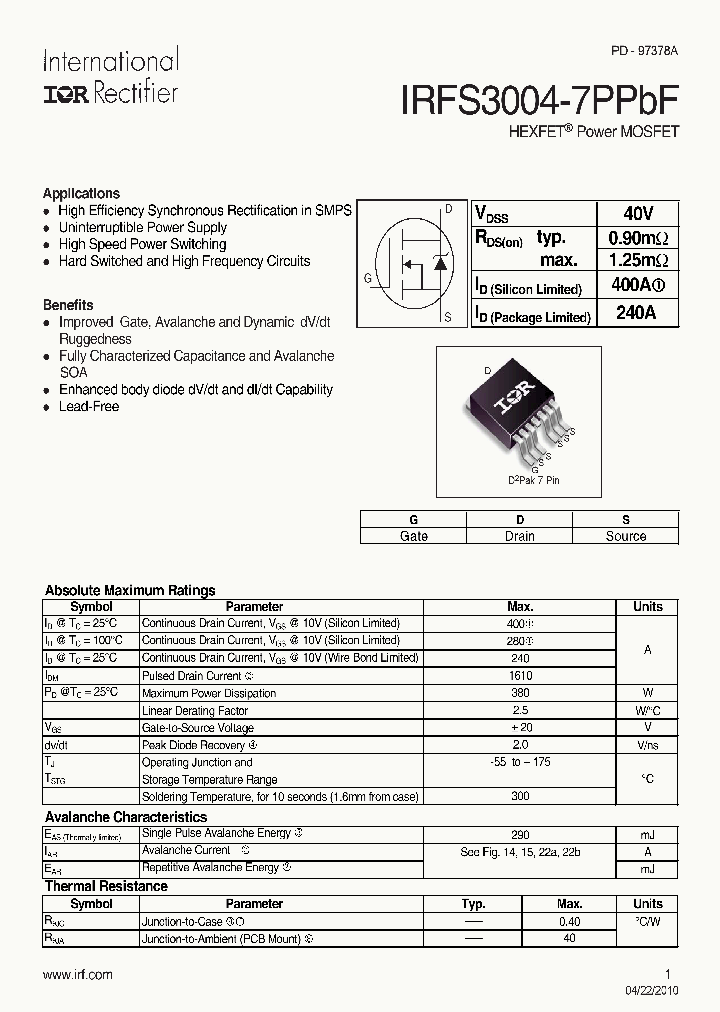 IRFS3004-7PPBF_4997311.PDF Datasheet