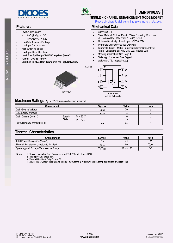 DMN3010LSS-13_4997930.PDF Datasheet