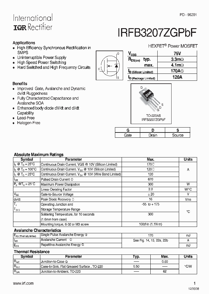 IRFB3207ZGPBF_4998860.PDF Datasheet
