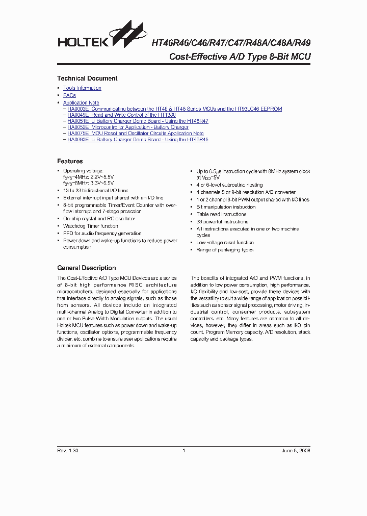 HT46C46_5000630.PDF Datasheet
