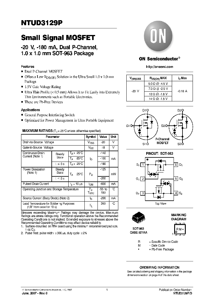 NTUD3129P_5000851.PDF Datasheet