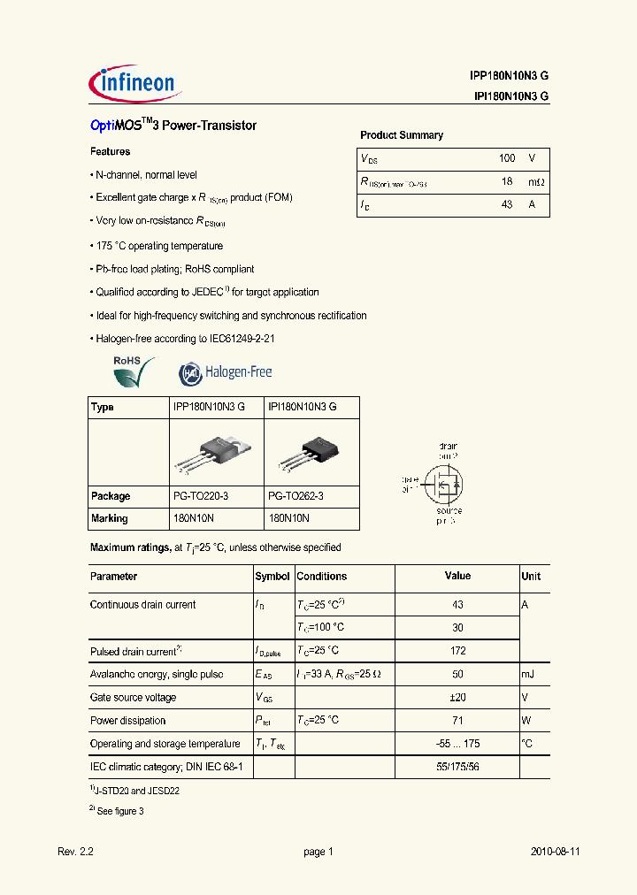 IPP180N10N3G_5001451.PDF Datasheet