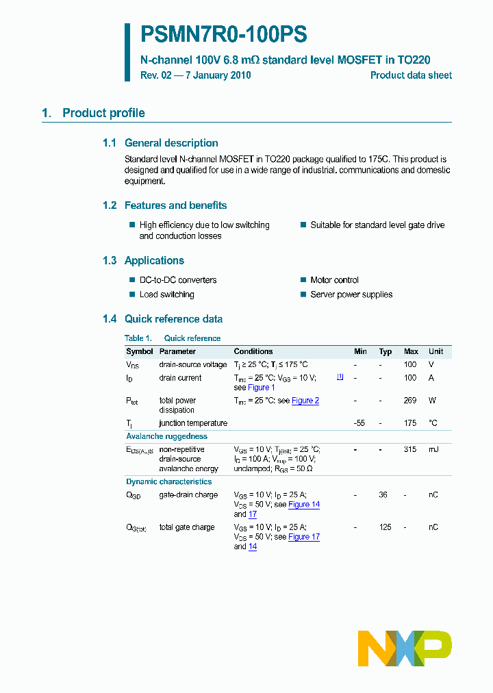 PSMN7R0-100PS_5003628.PDF Datasheet