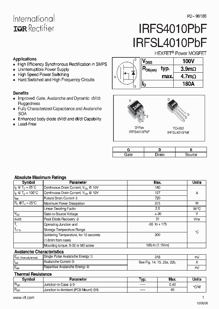 IRFS4010PBF_5008035.PDF Datasheet