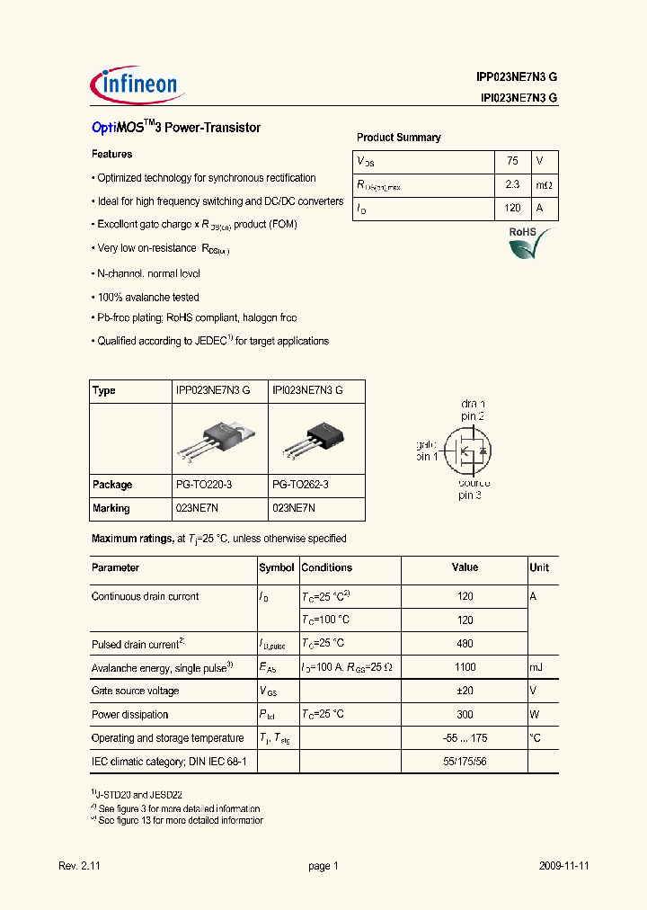 IPP023NE7N3G_5008195.PDF Datasheet