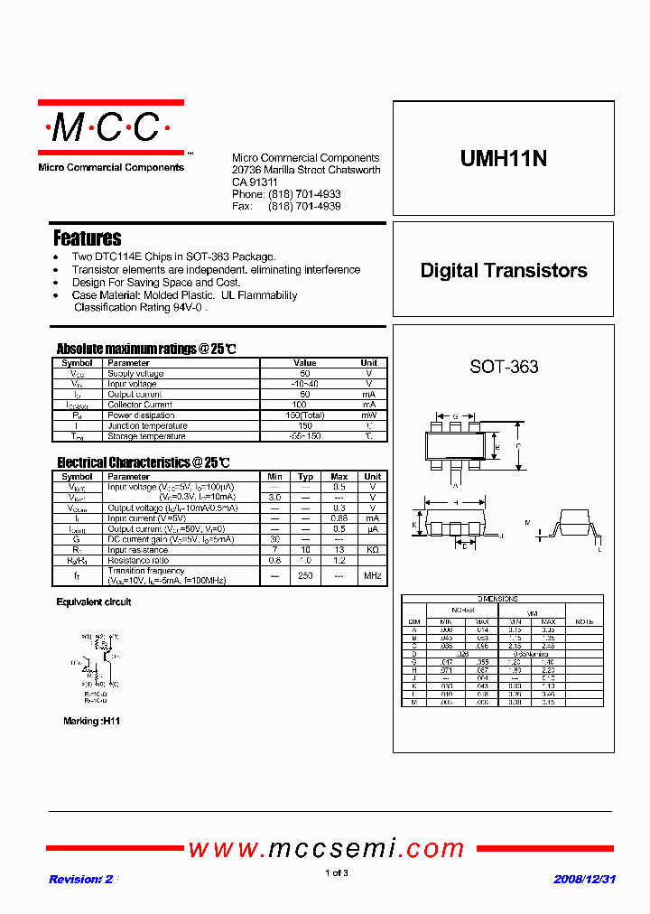UMH11N_5008437.PDF Datasheet