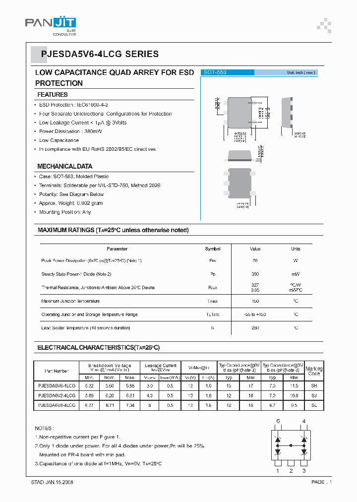 PJESDA5V6-4LCG_5009285.PDF Datasheet