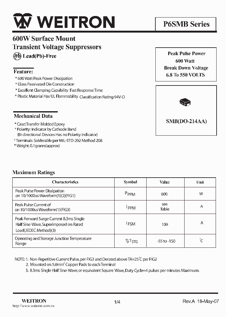 P6SMB150A_5009941.PDF Datasheet