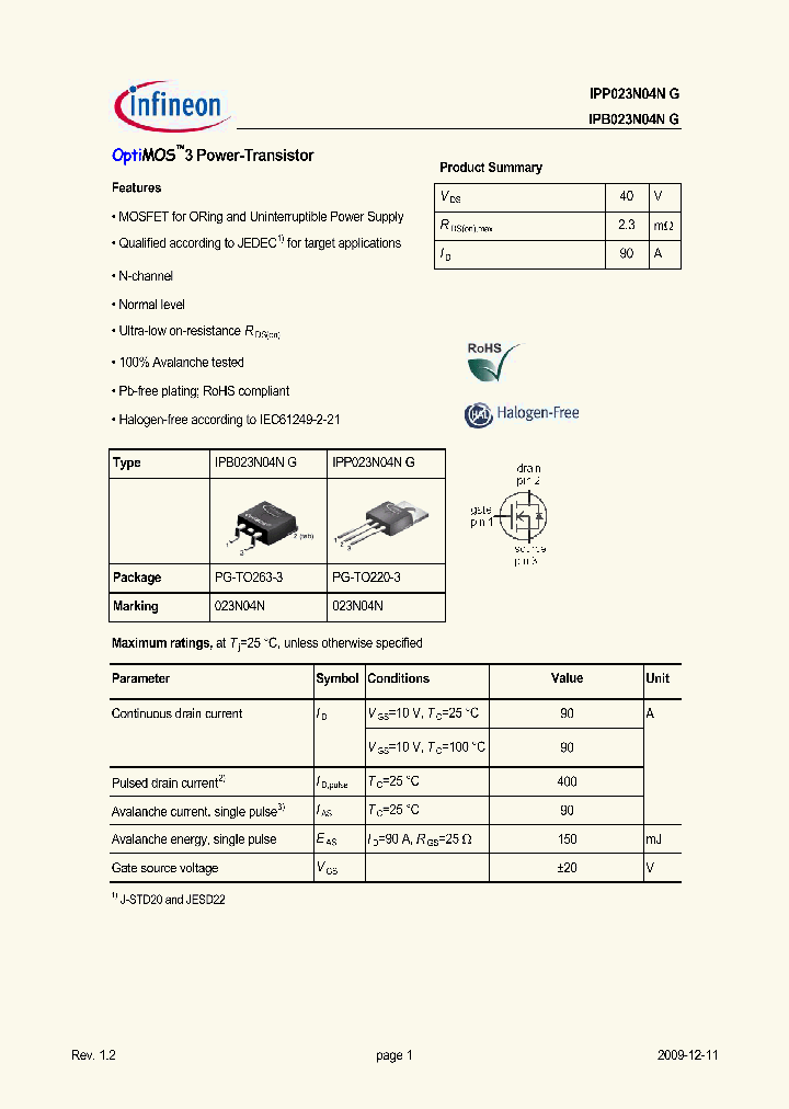 IPB023N04NG_5010036.PDF Datasheet