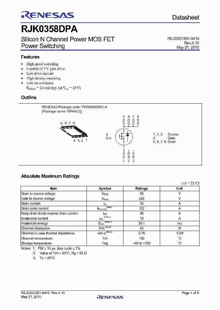 RJK0358DPA10_5010490.PDF Datasheet