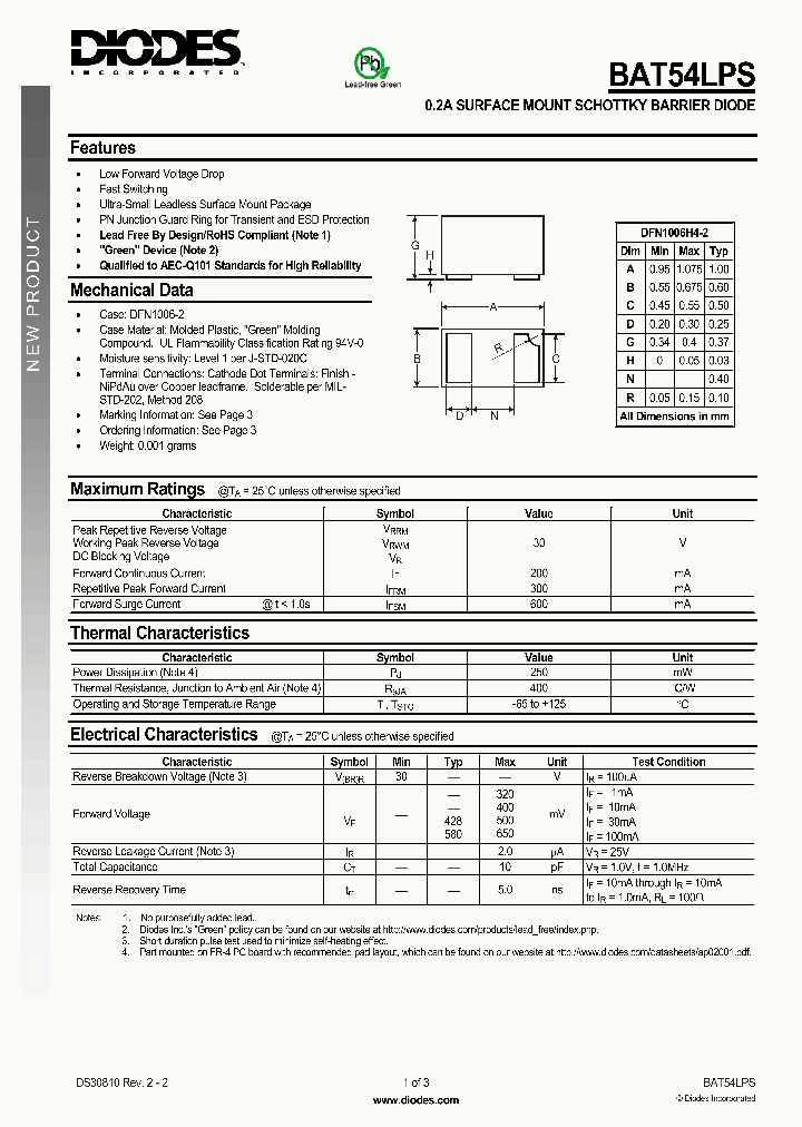 BAT54LPS-7_5012245.PDF Datasheet
