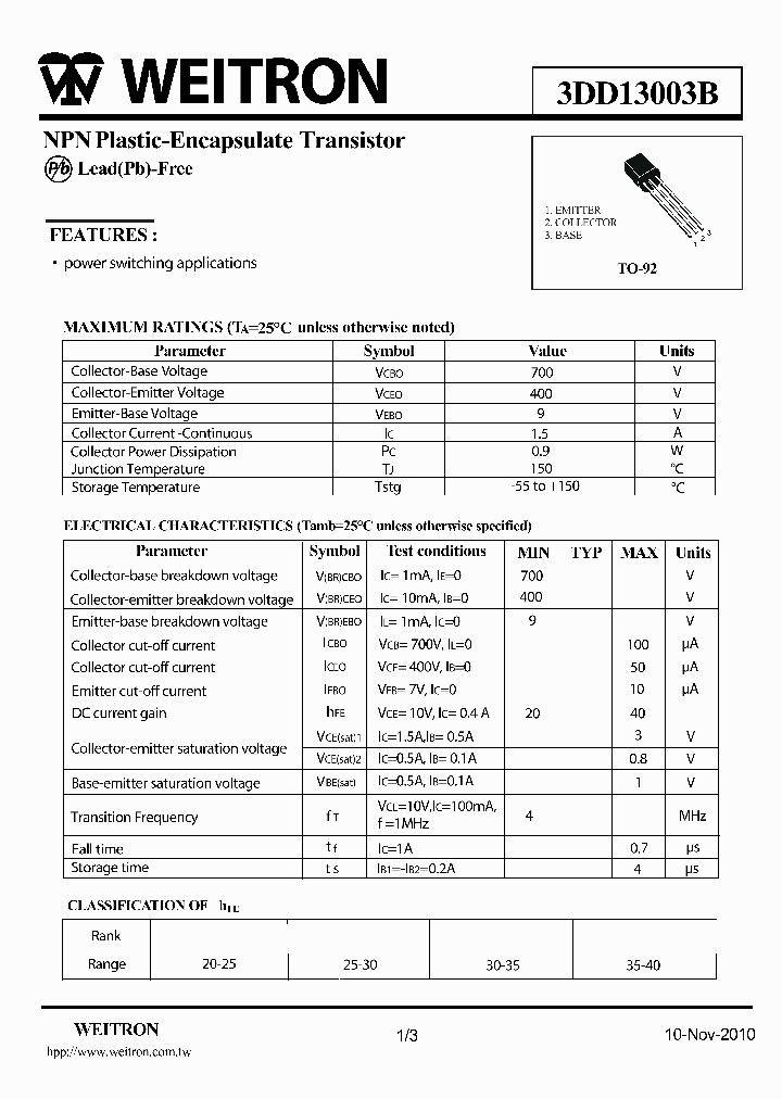 3DD13003B_5012391.PDF Datasheet