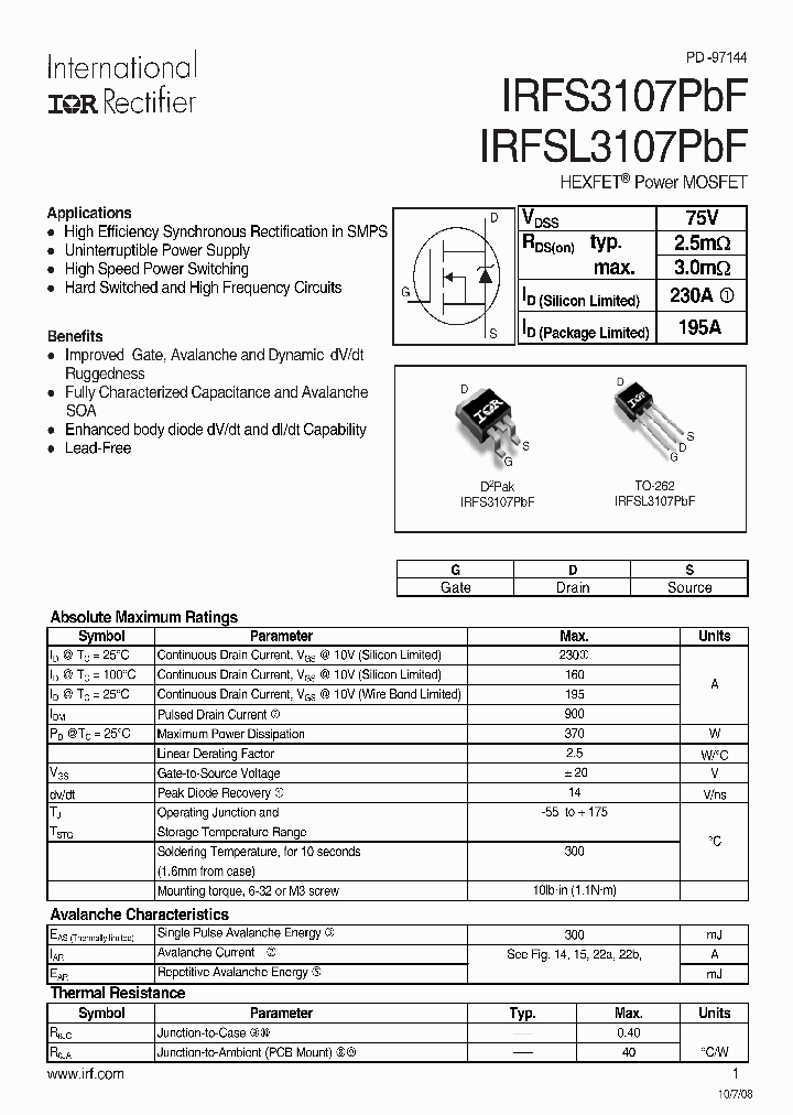 IRFS3107PBF_5013572.PDF Datasheet
