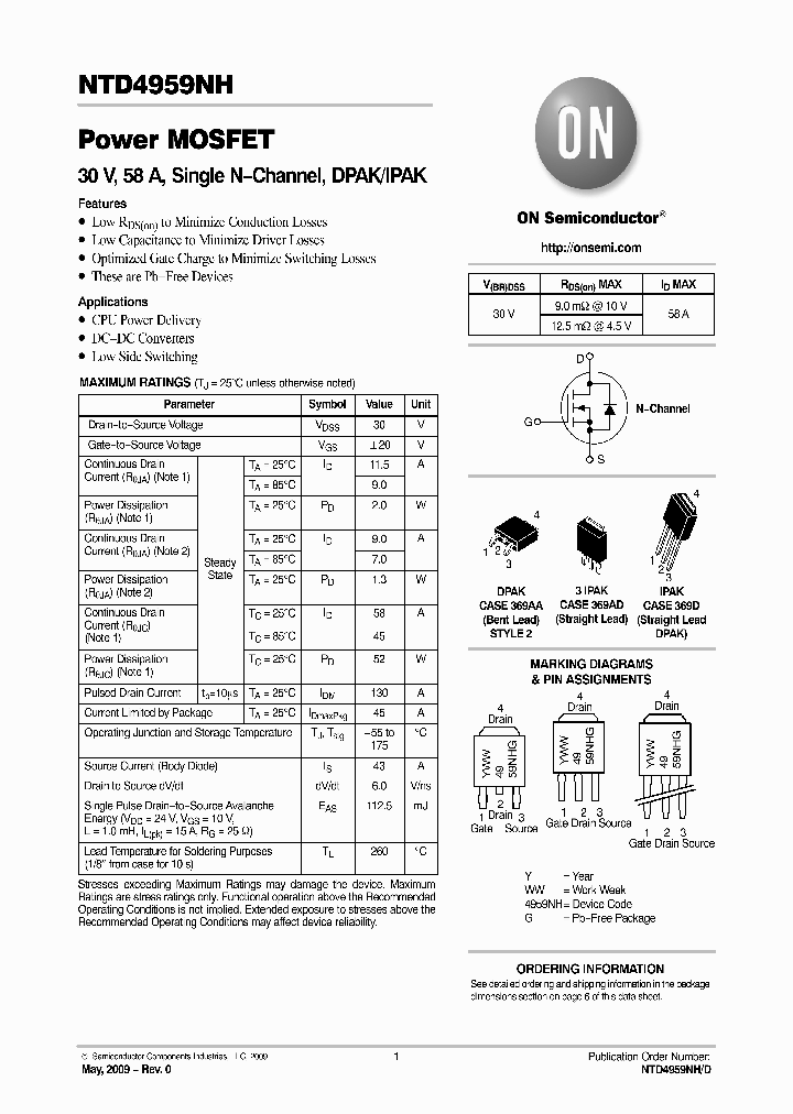 NTD4959NH-1G_5013741.PDF Datasheet