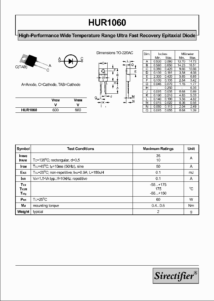 HUR1060_5015218.PDF Datasheet
