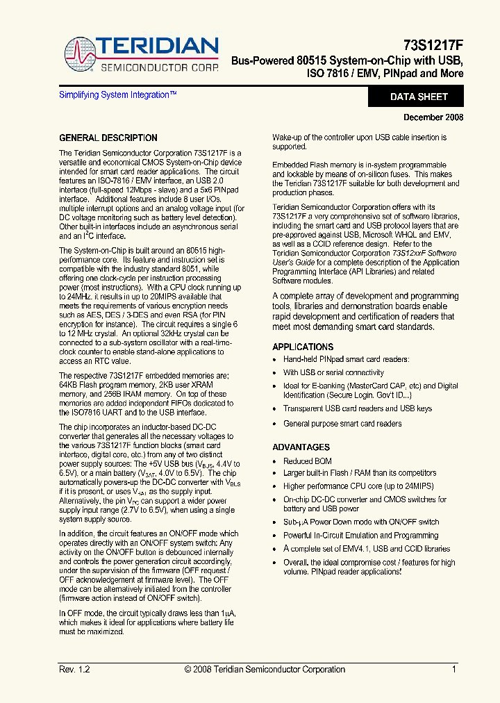 73S1217F_5017894.PDF Datasheet