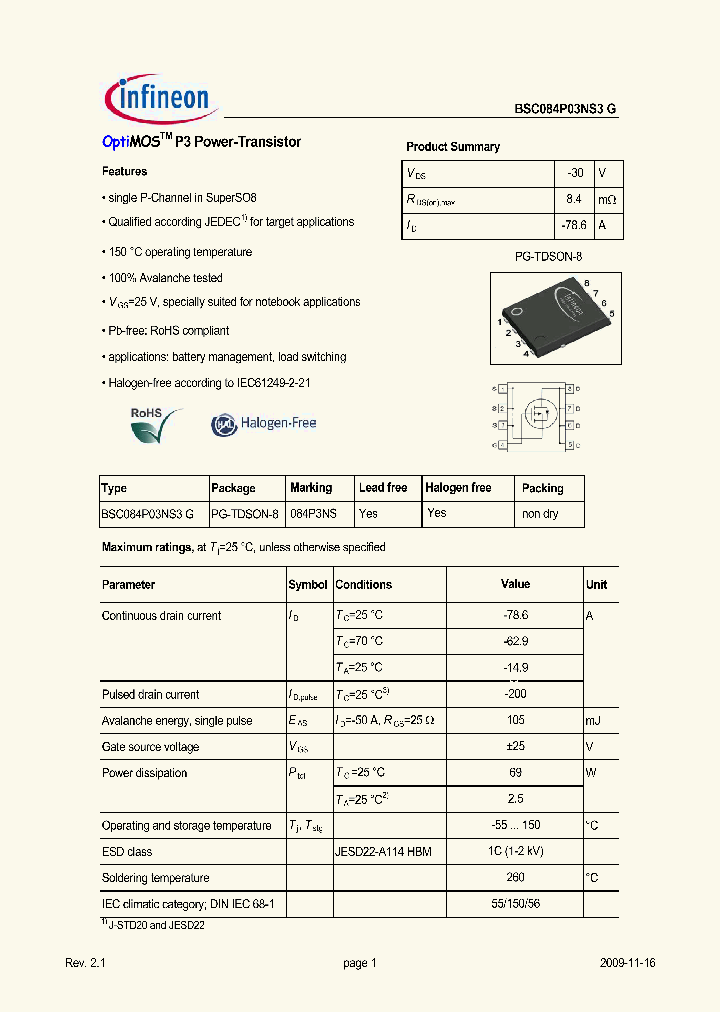 BSC084P03NS3G_5019316.PDF Datasheet