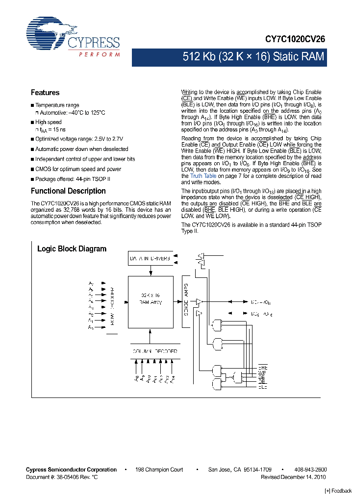 CY7C1020CV26-15ZSXE_5022147.PDF Datasheet
