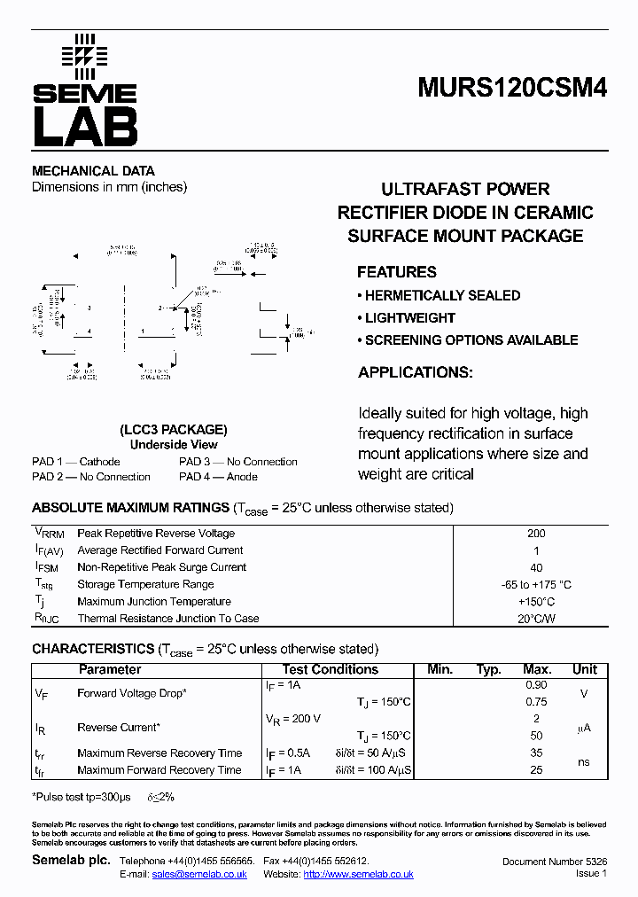 MURS120CSM4_5023390.PDF Datasheet