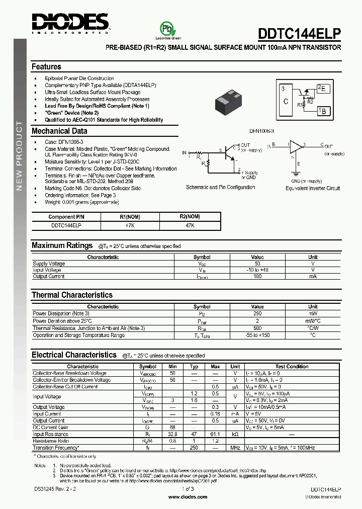 DDTC144ELP_5023413.PDF Datasheet