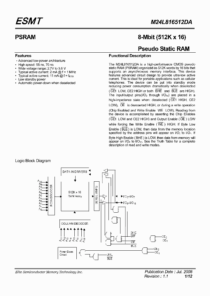 M24L816512DA-55BEG_5023829.PDF Datasheet
