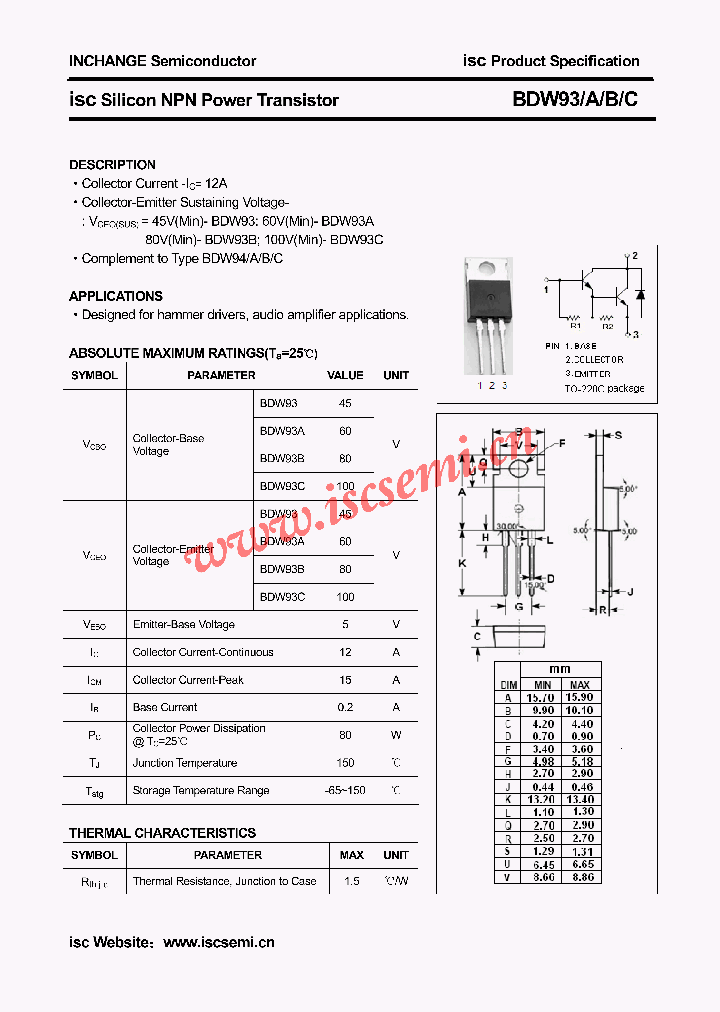 BDW93_5024259.PDF Datasheet