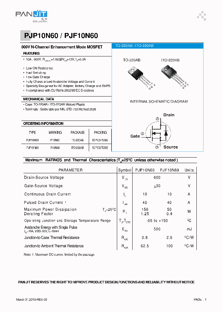 PJF10N60_5025455.PDF Datasheet