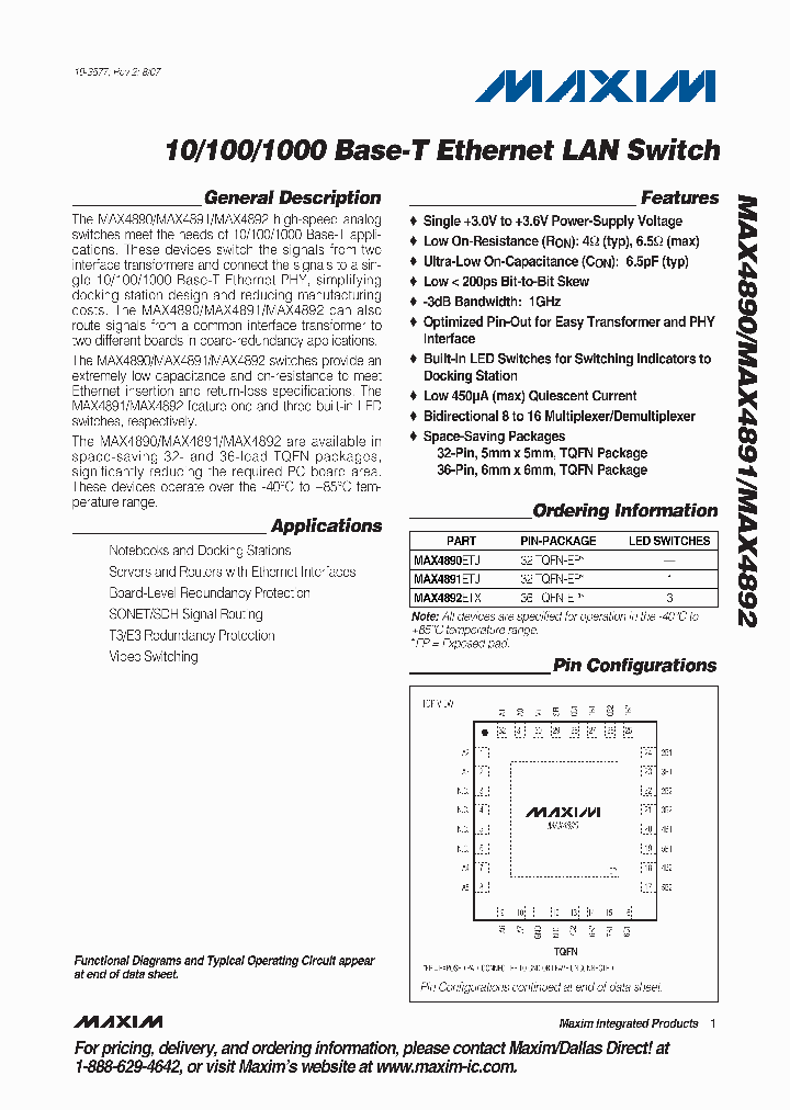 MAX4892ETX_5026070.PDF Datasheet