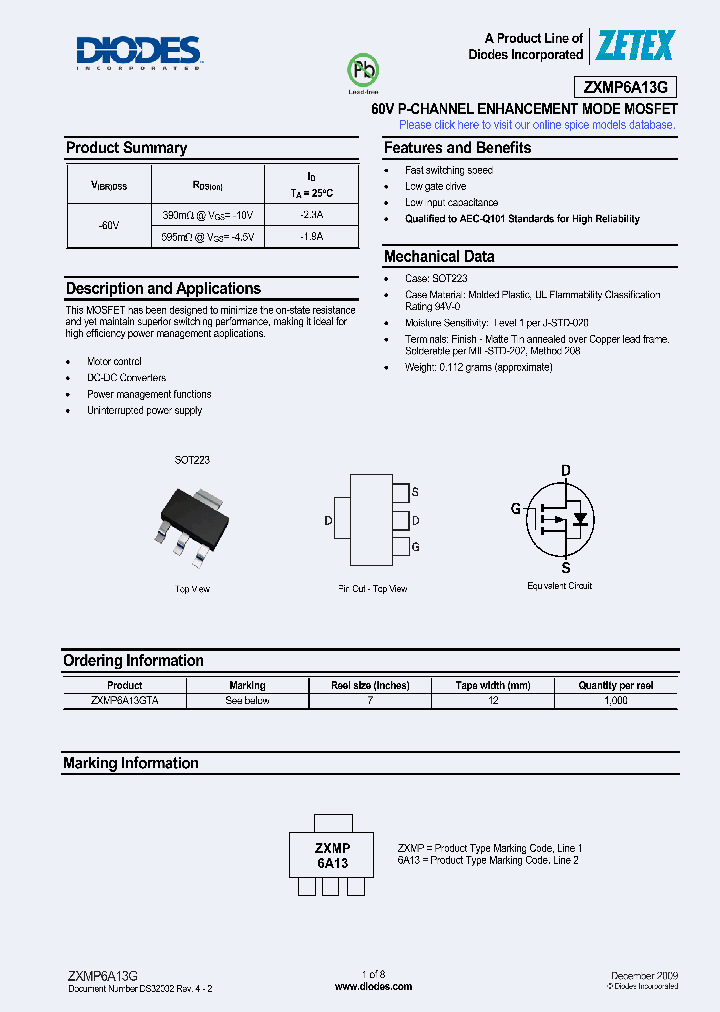 ZXMP6A13G_5029424.PDF Datasheet
