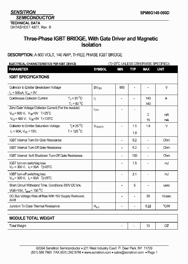 SPM6G140-060D_5030135.PDF Datasheet