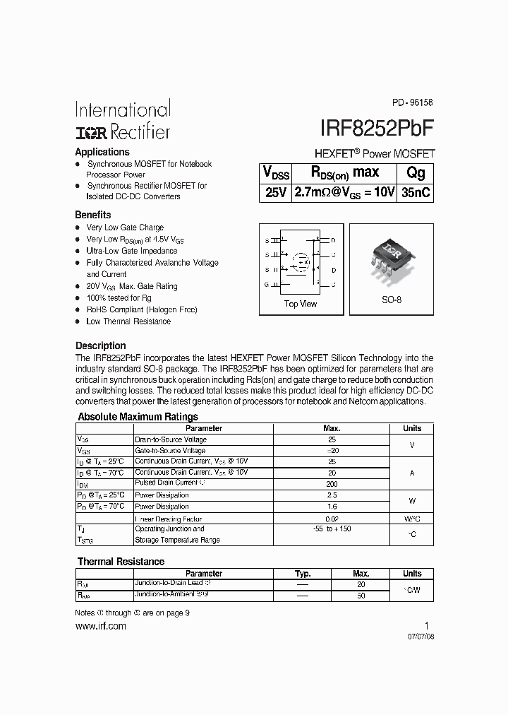 IRF8252PBF_5030519.PDF Datasheet