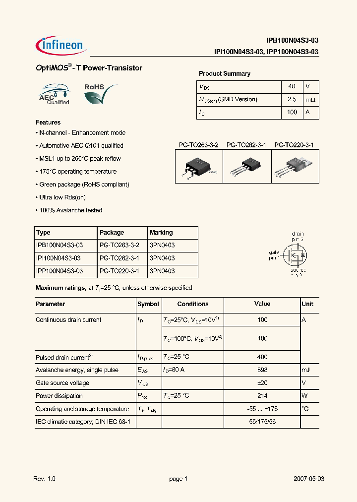 IPP100N04S3-03_5030641.PDF Datasheet