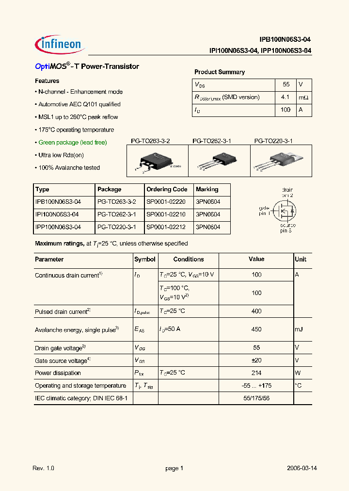 IPP100N06S3-04_5030645.PDF Datasheet