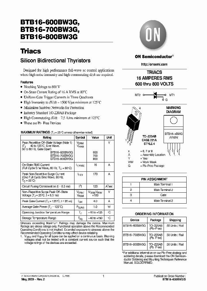 BTB16-800BW3G_5030764.PDF Datasheet