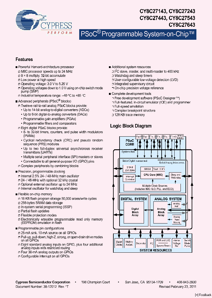 CY8C27643-24LTXI_5031500.PDF Datasheet