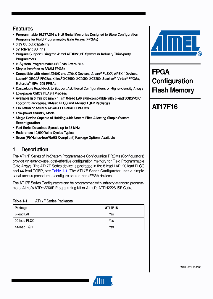 AT17F16-30JU_5032745.PDF Datasheet