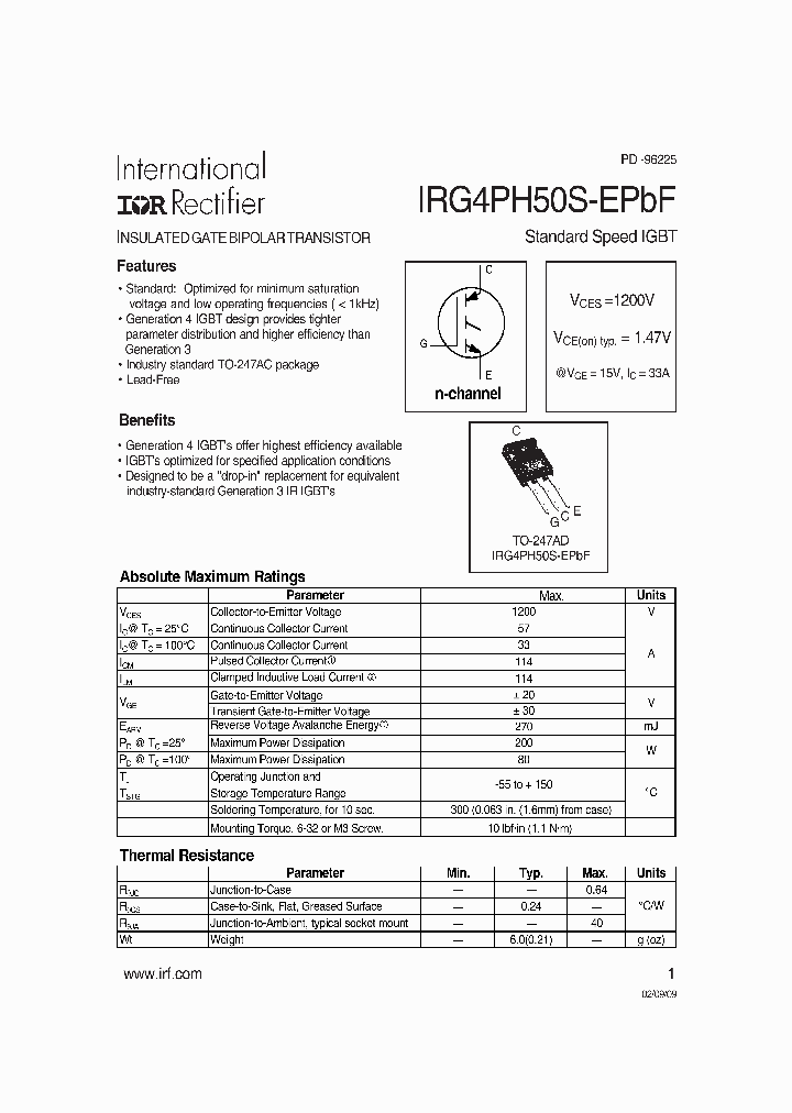 IRG4PH50S-EPBF_5033189.PDF Datasheet