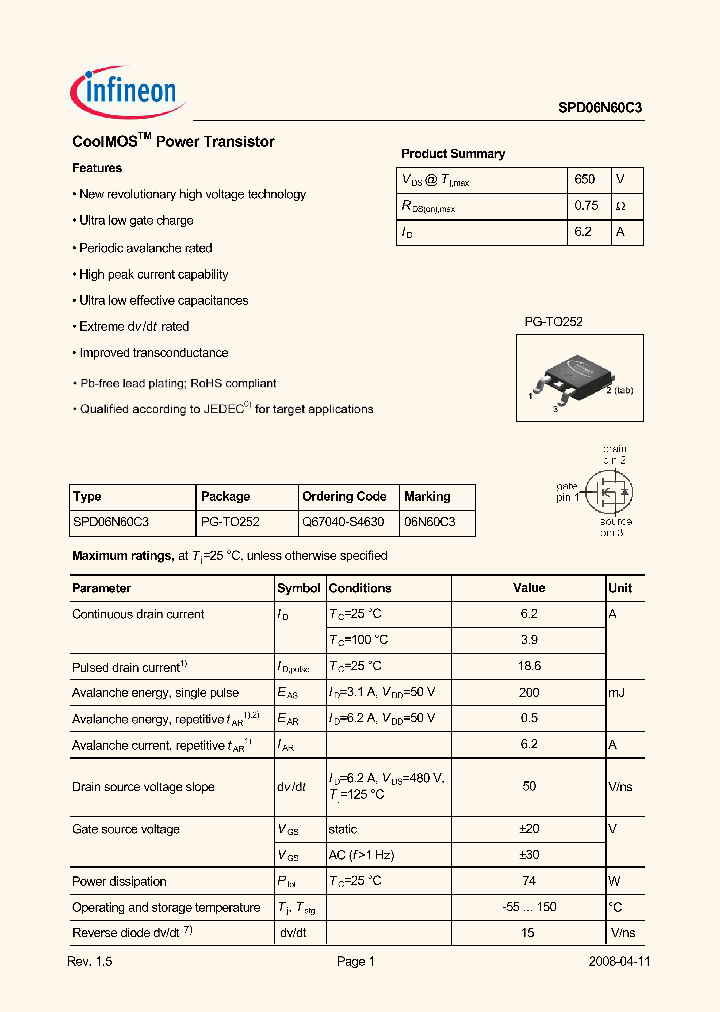 SPD06N60C3_5036851.PDF Datasheet