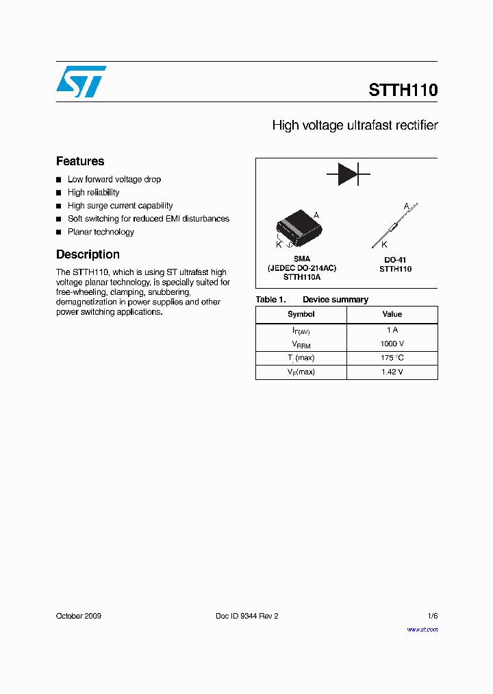 STTH11009_5048365.PDF Datasheet