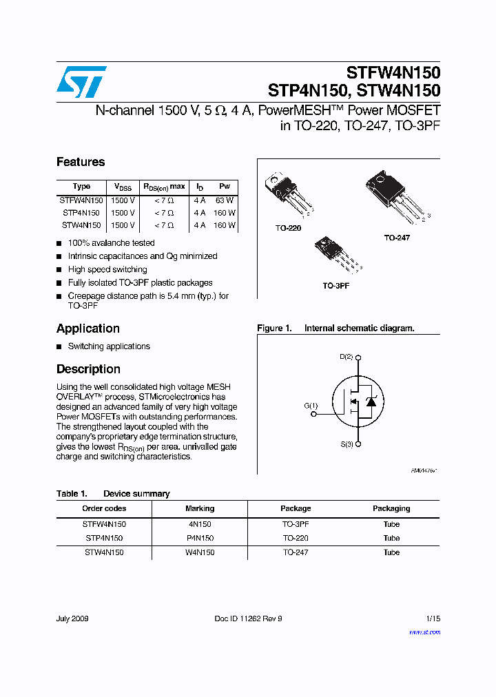 STFW4N150_5049626.PDF Datasheet