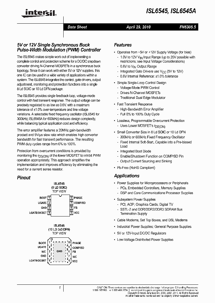 ISL6545IBZ_5052144.PDF Datasheet