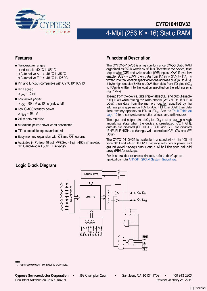 CY7C1041DV33-10ZSXA_5052296.PDF Datasheet