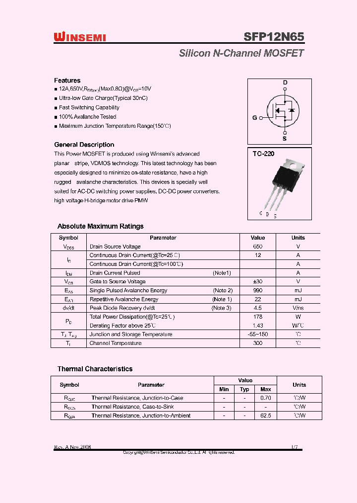 SFP12N65_5054656.PDF Datasheet