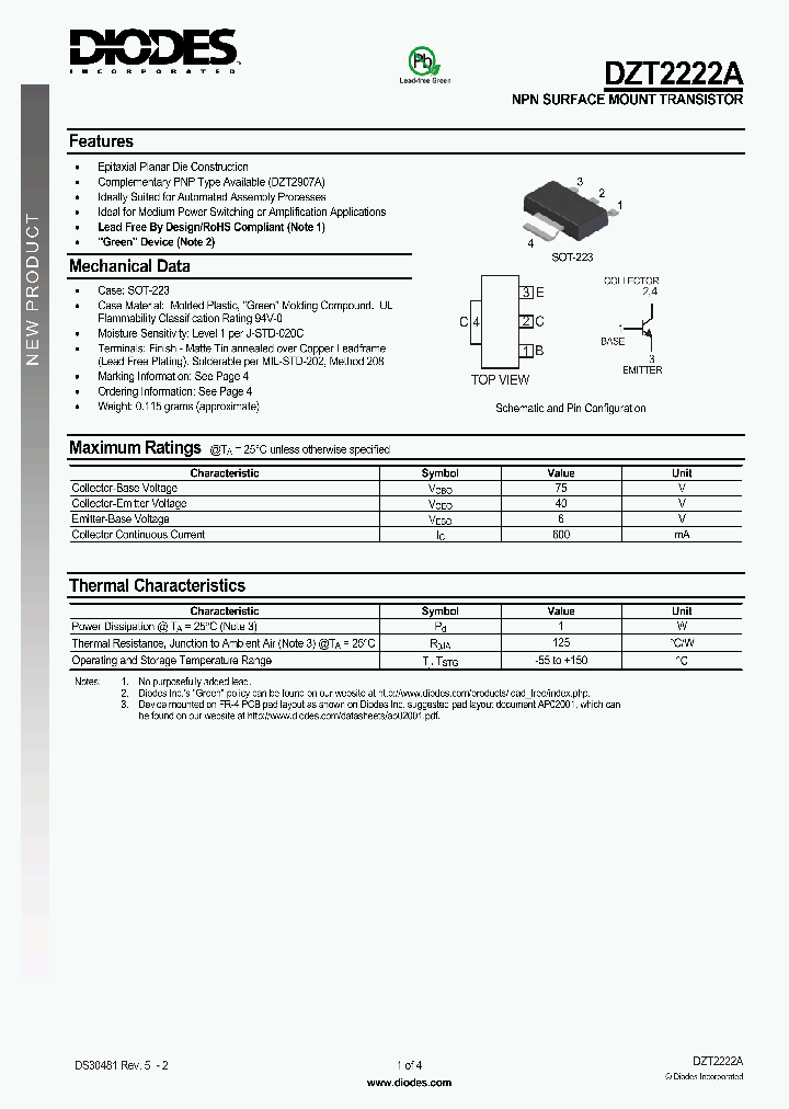 DZT2222A-13_5058737.PDF Datasheet