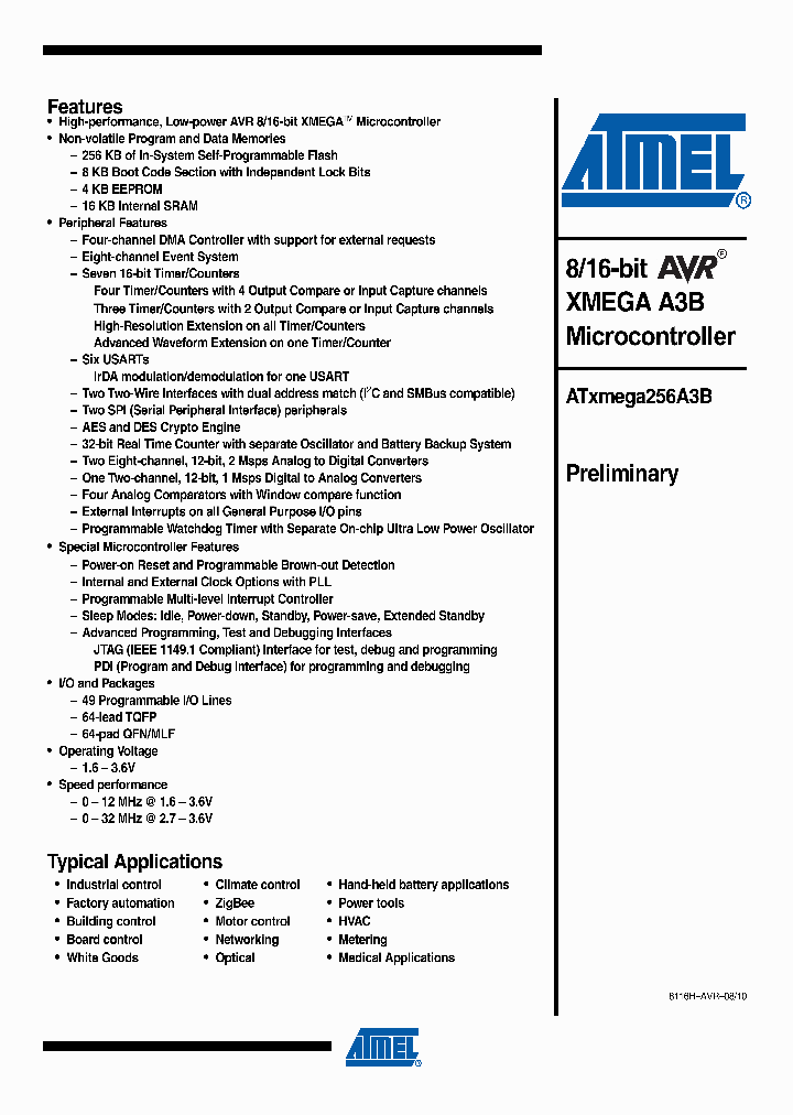 ATXMEGA256A3B10_5062112.PDF Datasheet