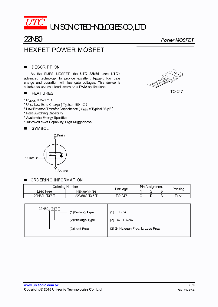 22N60L-T47-T_5063467.PDF Datasheet