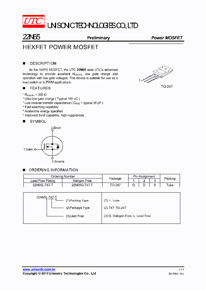 22N65L-T47-T_5063468.PDF Datasheet